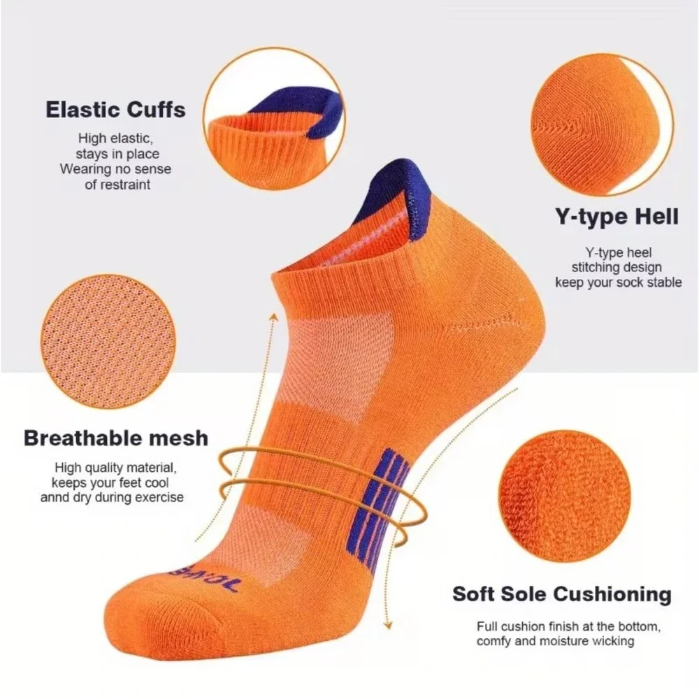 Colorful Athletic Women's Ankle Socks M/L 6 PACK Tab Low Cut High‎ Quality NEW